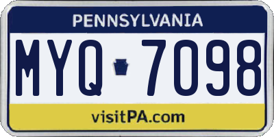 PA license plate MYQ7098
