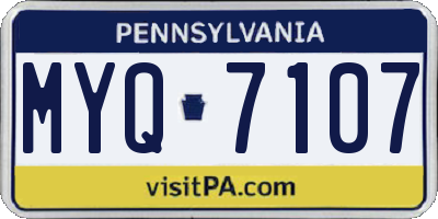 PA license plate MYQ7107