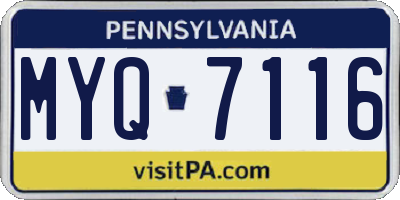 PA license plate MYQ7116