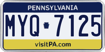 PA license plate MYQ7125