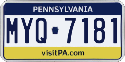 PA license plate MYQ7181