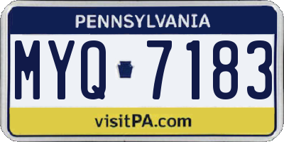 PA license plate MYQ7183