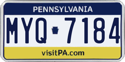 PA license plate MYQ7184