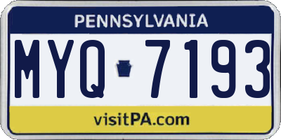 PA license plate MYQ7193