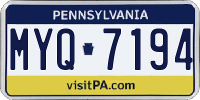 PA license plate MYQ7194
