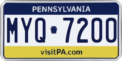PA license plate MYQ7200