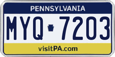 PA license plate MYQ7203