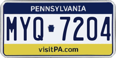 PA license plate MYQ7204