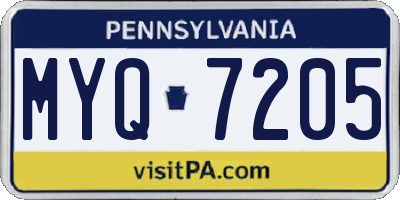 PA license plate MYQ7205