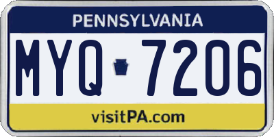 PA license plate MYQ7206