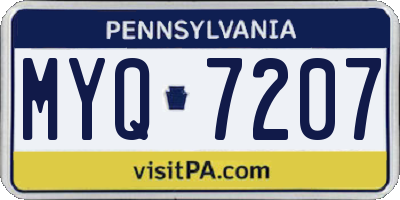 PA license plate MYQ7207