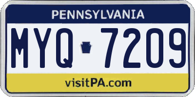 PA license plate MYQ7209