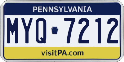 PA license plate MYQ7212
