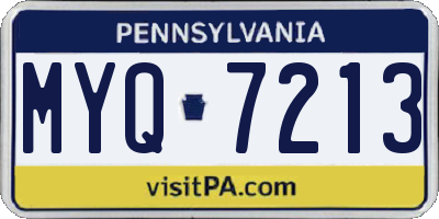 PA license plate MYQ7213