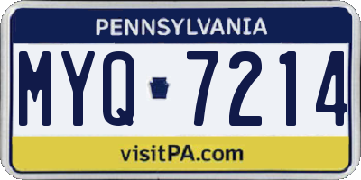 PA license plate MYQ7214