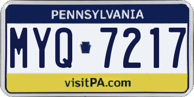 PA license plate MYQ7217
