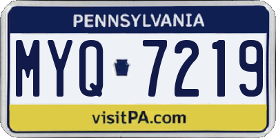 PA license plate MYQ7219