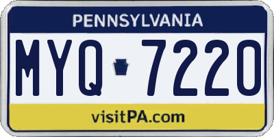 PA license plate MYQ7220