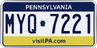 PA license plate MYQ7221