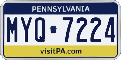 PA license plate MYQ7224