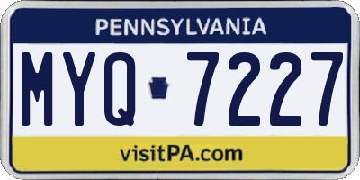 PA license plate MYQ7227