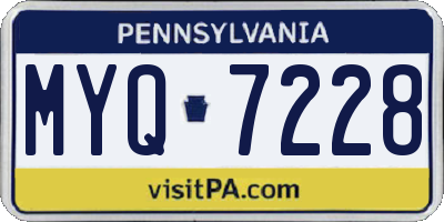 PA license plate MYQ7228