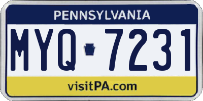 PA license plate MYQ7231