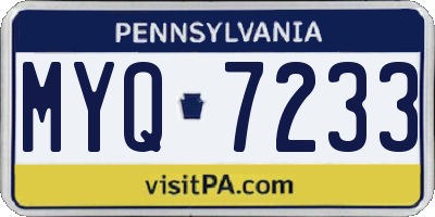 PA license plate MYQ7233