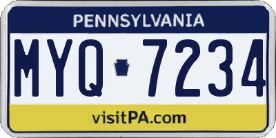 PA license plate MYQ7234