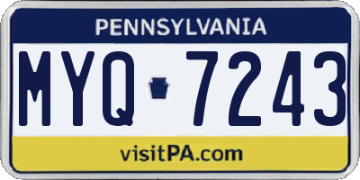 PA license plate MYQ7243