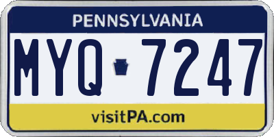 PA license plate MYQ7247