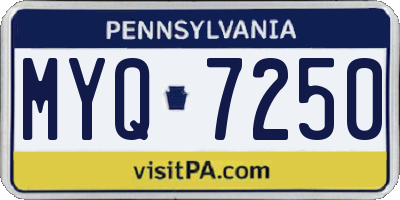 PA license plate MYQ7250