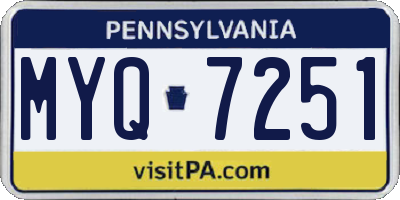 PA license plate MYQ7251