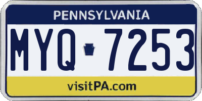 PA license plate MYQ7253