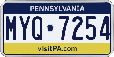 PA license plate MYQ7254