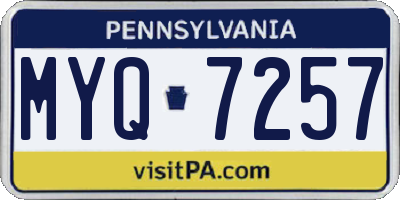 PA license plate MYQ7257