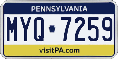 PA license plate MYQ7259