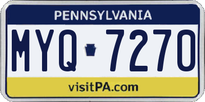 PA license plate MYQ7270