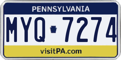 PA license plate MYQ7274