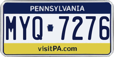 PA license plate MYQ7276