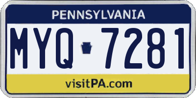 PA license plate MYQ7281