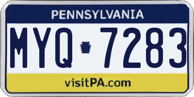 PA license plate MYQ7283