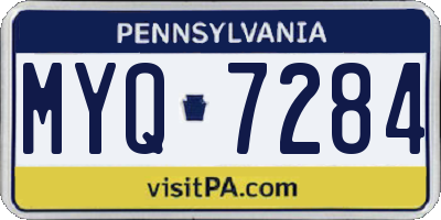 PA license plate MYQ7284