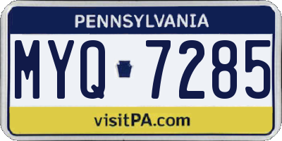 PA license plate MYQ7285