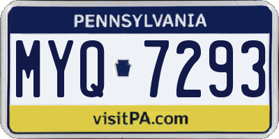 PA license plate MYQ7293