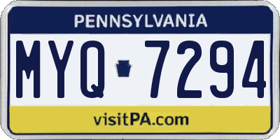 PA license plate MYQ7294
