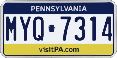 PA license plate MYQ7314