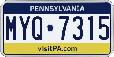 PA license plate MYQ7315