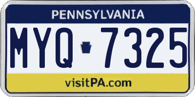 PA license plate MYQ7325