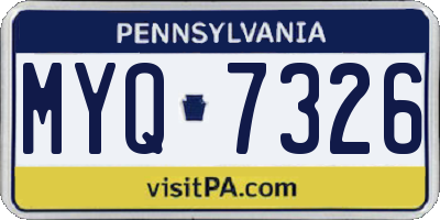 PA license plate MYQ7326